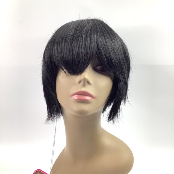 New Born Free Other - New Born Free REMI Wig 100% Human Hair Short Bob Bangs Color 1